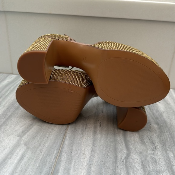 NWOT MANGO Heeled Sandal with ankle strap metallic - Picture 9 of 9